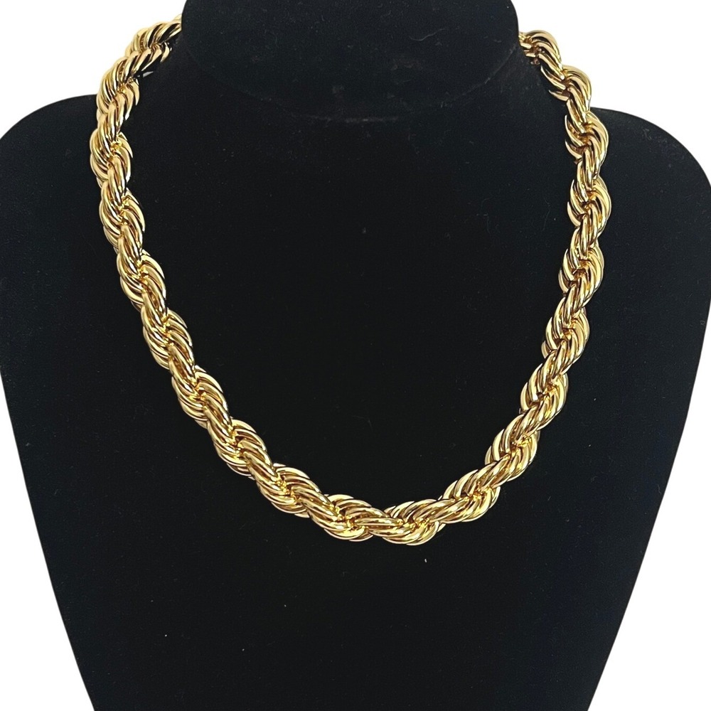 NWOT Uncommon James On Board Necklace Gold Twisted Rope Chain Chunky Statement - Picture 2 of 9